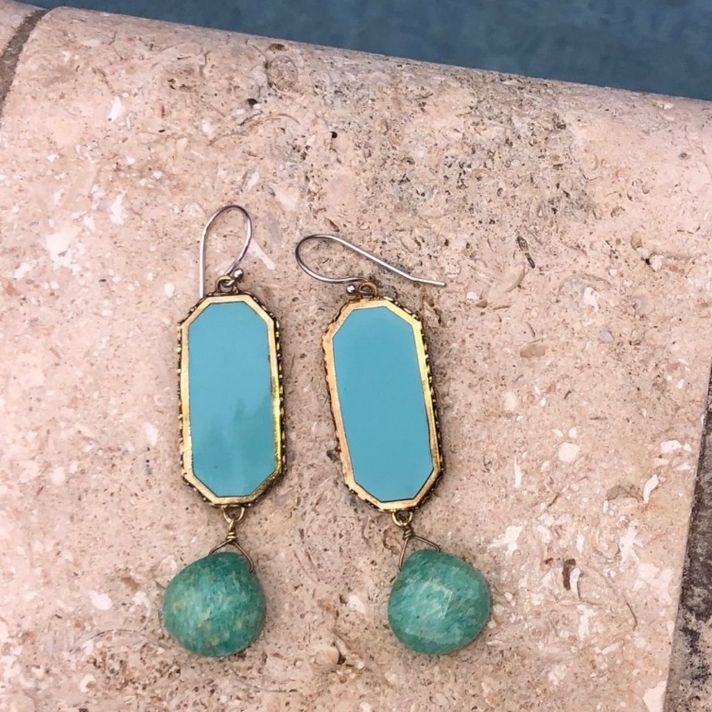 Cabo Teardrop-Drop Aqua Earrings